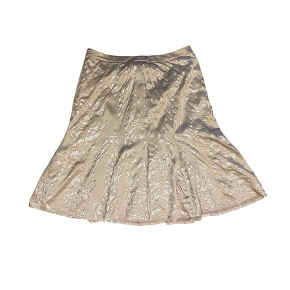 Chico's A-line knee length sz 2 skirt side zip champagne gold - Picture 4 of 6